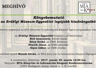 Könyvbemutató az EME 2016-ben megjelent kiadványaiból