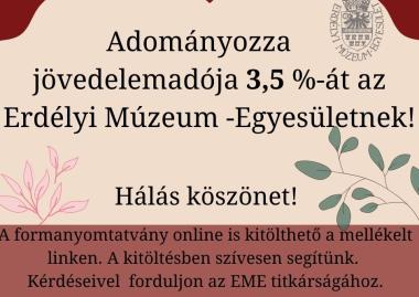 Kérjük, támogassa az Erdélyi Múzeum-Egyesületet!
