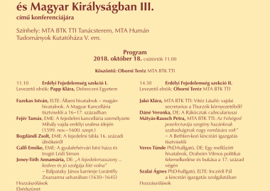 Hivatalnok értelmiség a kora újkori Erdélyben és Magyar Királyságban III.