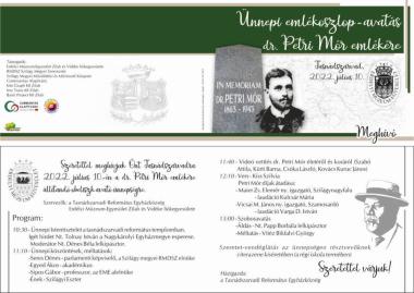 Petri Mór emlékére rendezett oszlop-avatás