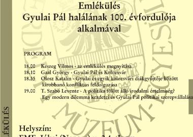 Emlékülés Gyulai Pál halálának 100. évfordulója alkalmával