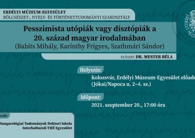 Vendégelőadó az Erdélyi Múzeum-Egyesület I. Szakosztályában