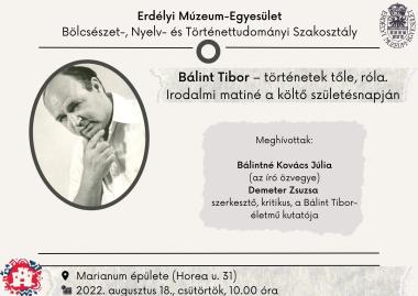 13. KMN - Bálint Tibor – történetek tőle, róla. Irodalmi matiné a költő születésnapján