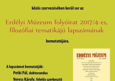 Erdélyi Múzeum filozófiai lapszámainak bemutatója