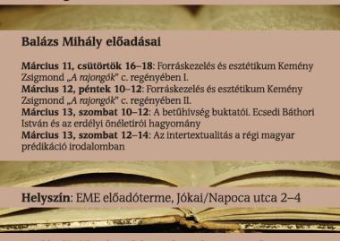 Szakképzések az EME-ben Textológiai szemináriumsorozat