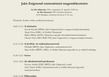 Jakó Zsigmond centenáriumi megemlékezés