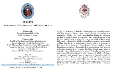 REGIONALITÁS ÉS FENNTARTHATÓSÁG KONFERENCIA