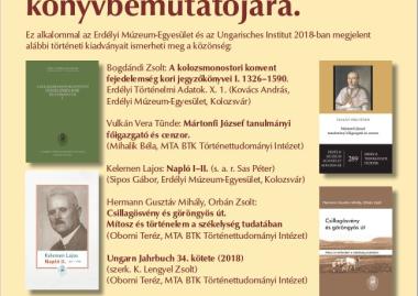 Az EME 2018-ban megjelent történelmi vonatkozású kiadványainak bemutatója az MTA BTK Történettudományi Intézetnél