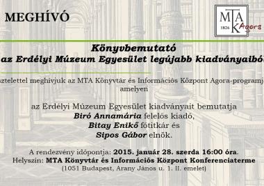 Könyvbemutató az Erdélyi Múzeum-Egyesület legújabb kiadványaiból