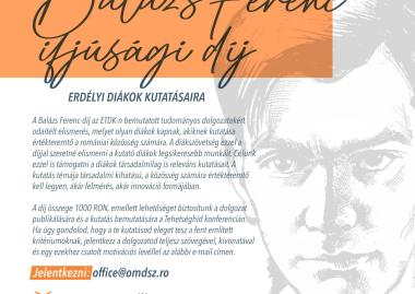 Balázs Ferenc-díj  hirdetése