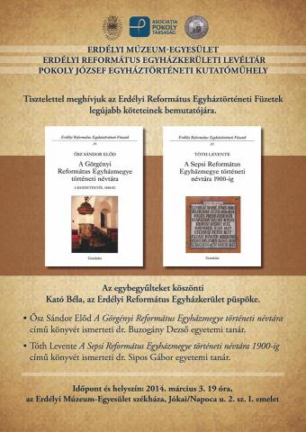 Erdélyi Református Egyháztörténeti Füzetek legújabb köteteinek bemutatója