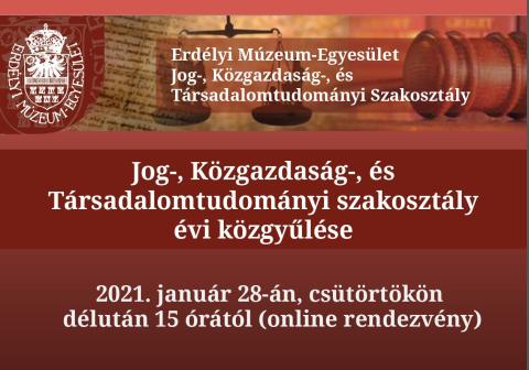 EME Jog-, Közgazdaság-, és Társadalomtudományi  Szakosztály 2021. évi közgyűlése