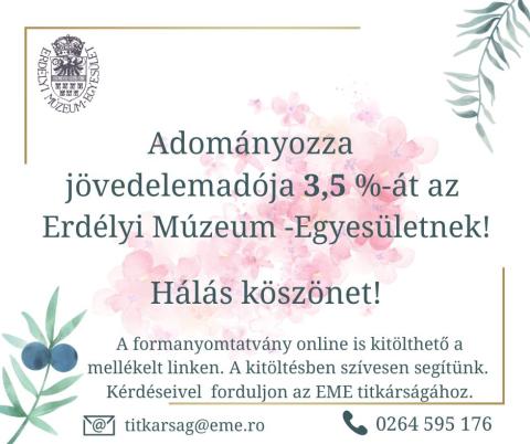 Kérjük, támogassa az Erdélyi Múzeum-Egyesületet!