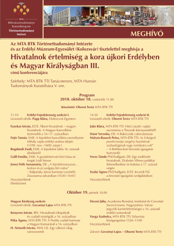 Az MTA Történettudományi Intézetének és az EME Kutatóintézetének közös konferenciája Budapesten