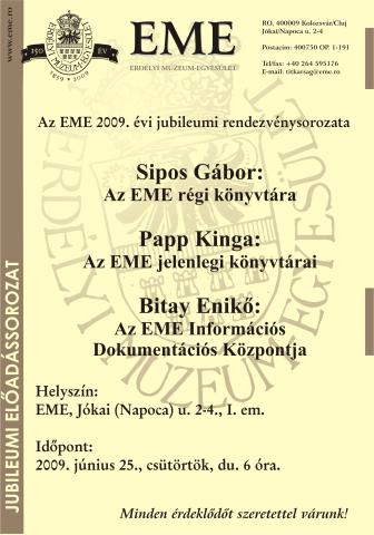 Az EME régi és jelenlegi könyvtáráról, Információs-Dokumentációs Központjáról