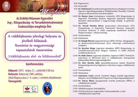 A vidékfejlesztés jelenlegi helyzete és jövőbeli kilátások.  Romániai és Magyarországi tapasztalatok összevetése