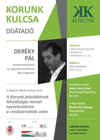 Korunk Kulcsa-díj Deréky Pálnak