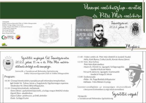 Petri Mór emlékére rendezett oszlop-avatás