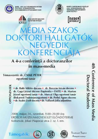 Média szakos doktori hallgatók negyedik konferenciája