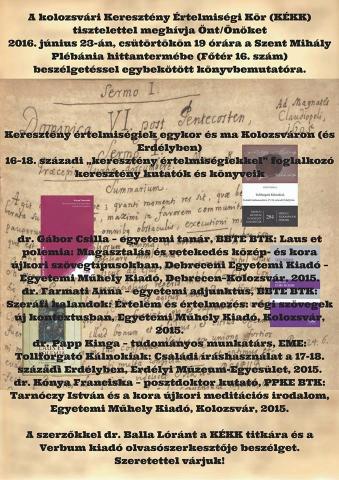 Keresztény értelmiségiek egykor és ma Kolozsváron (és Erdélyben)