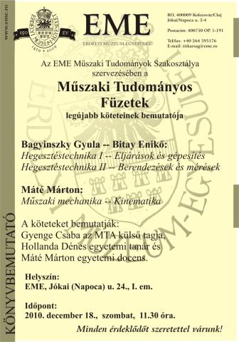 Műszaki Tudományos Füzetek sorozat könyvbemutatók