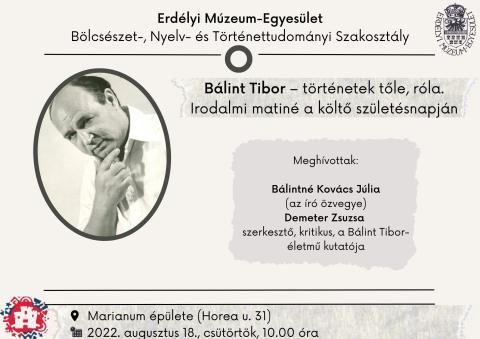 13. KMN - Bálint Tibor – történetek tőle, róla. Irodalmi matiné a költő születésnapján