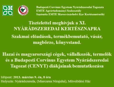 XI. Nyárádszeredai kertésznapok