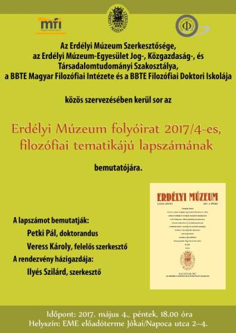 Erdélyi Múzeum filozófiai lapszámainak bemutatója