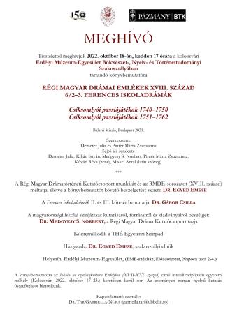 Csíksomlyó – Ferences iskoladrámák II–III. köteteinek bemutatása