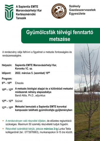 Gyümölcsfák télvégi fenntartó metszése bemutató