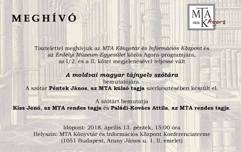 A moldvai magyar tájnyelv szótára - budapesti bemutató