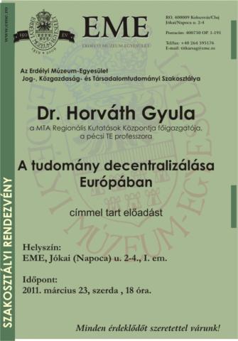 Horváth Gyula: A tudomány  decentralizálása Európában
