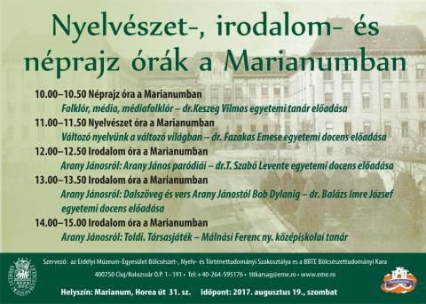 Nyelvészet-, irodalom- és néprajz órák a Marianumban