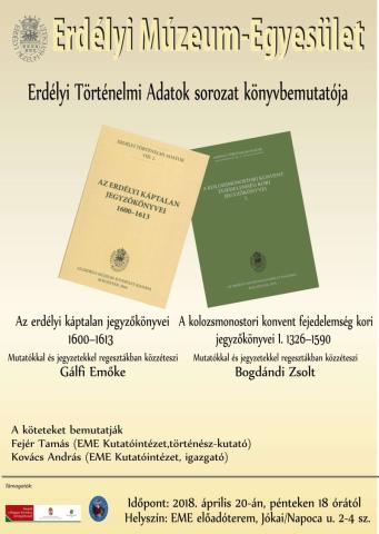 Erdélyi Történelmi Adatok forráskiadvány-sorozat könyvbemutatója